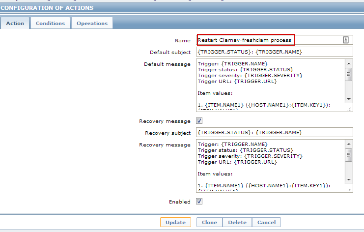 Исполнение скриптов. Zabbix к триггеру добавить скрипт. CLAMAV 1.1.0. CLAMAV Интерфейс mail. CD script команд.